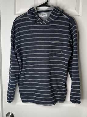Billabong Navy and White Striped Pullover Hoodie